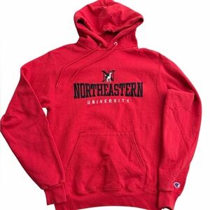 Champion Northeastern University Hoodie Red Men’s Small Pullover Sweatshirt